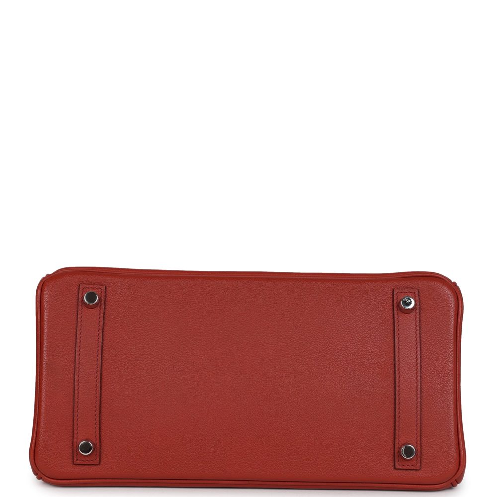 Pre-owned Hermes Birkin 30 Ghillies Brique Clemence and Evercolor Palladium Hardware - Image 6