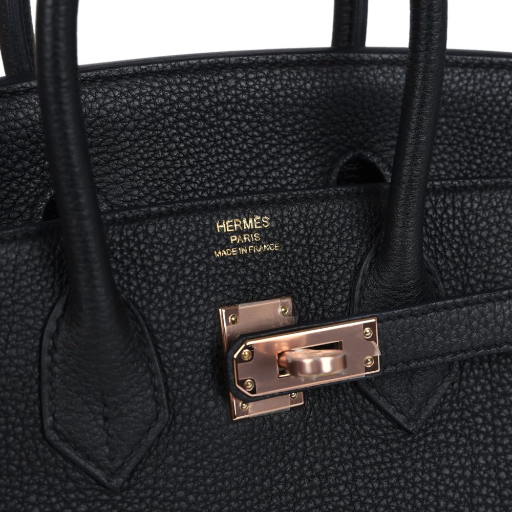 Hermes Birkin 25 Black Togo Rose Gold Hardware - Image 7