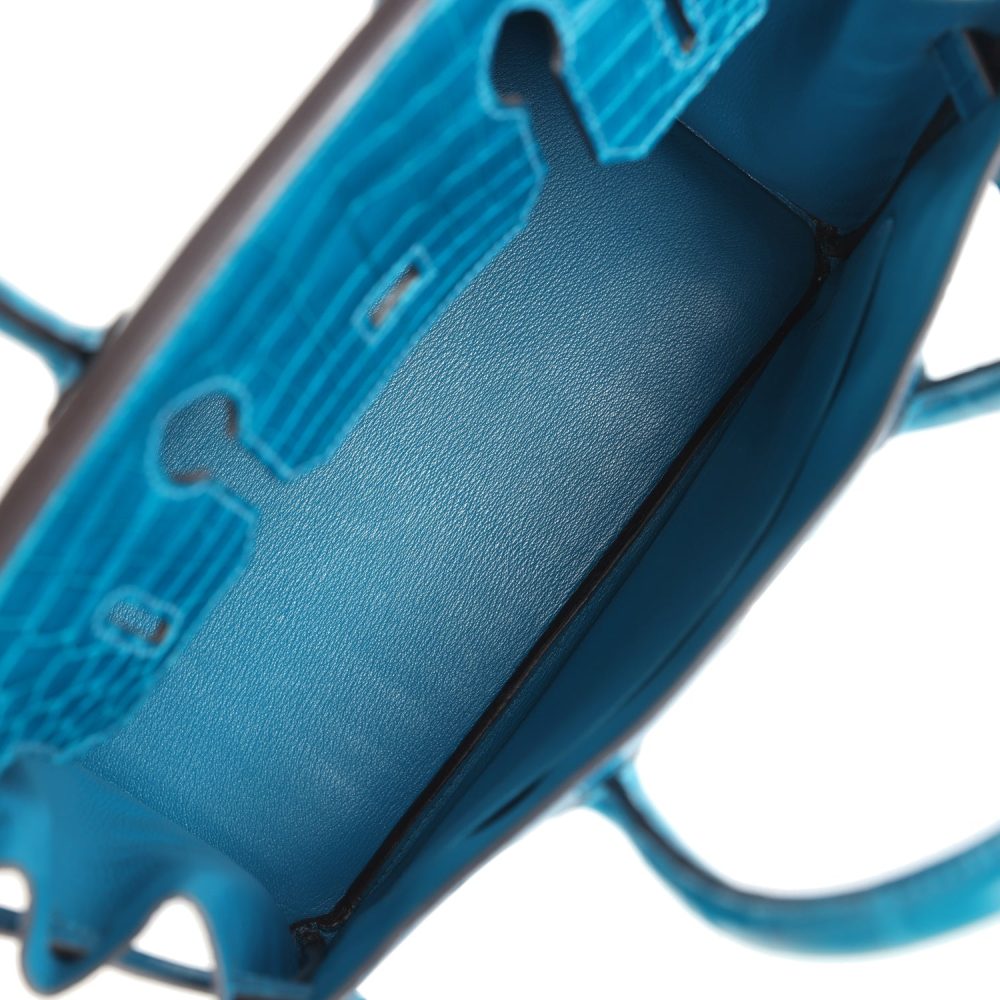 Pre-owned Hermes Birkin 30 Bleu Izmir Shiny Niloticus Crocodile Palladium Hardware - Image 8