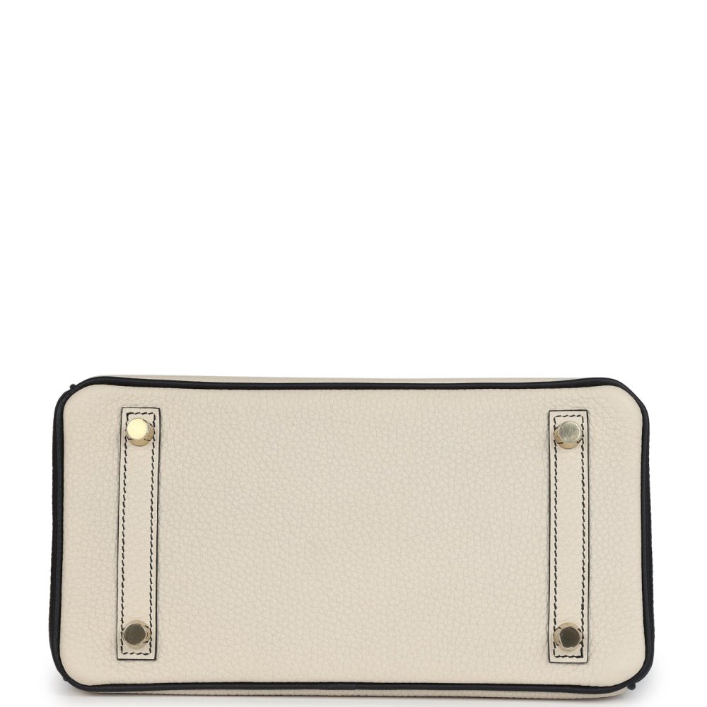 Hermes Special Order (HSS) Birkin 25 Craie and Black Togo Brushed Gold Hardware - Image 6