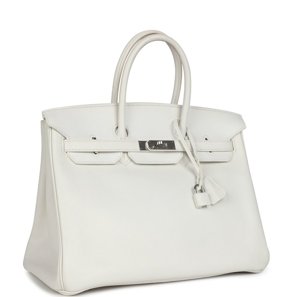 Pre-owned Hermes Birkin 35 White Swift Palladium Hardware - Image 2