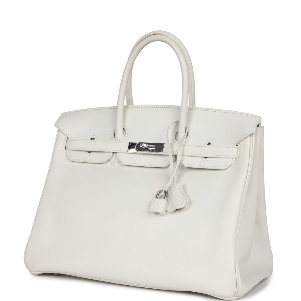 Pre-owned Hermes Birkin 35 White Swift Palladium Hardware - Image 5