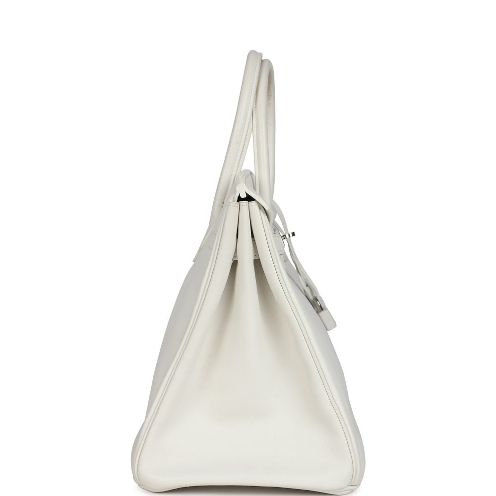 Pre-owned Hermes Birkin 35 White Swift Palladium Hardware - Image 3