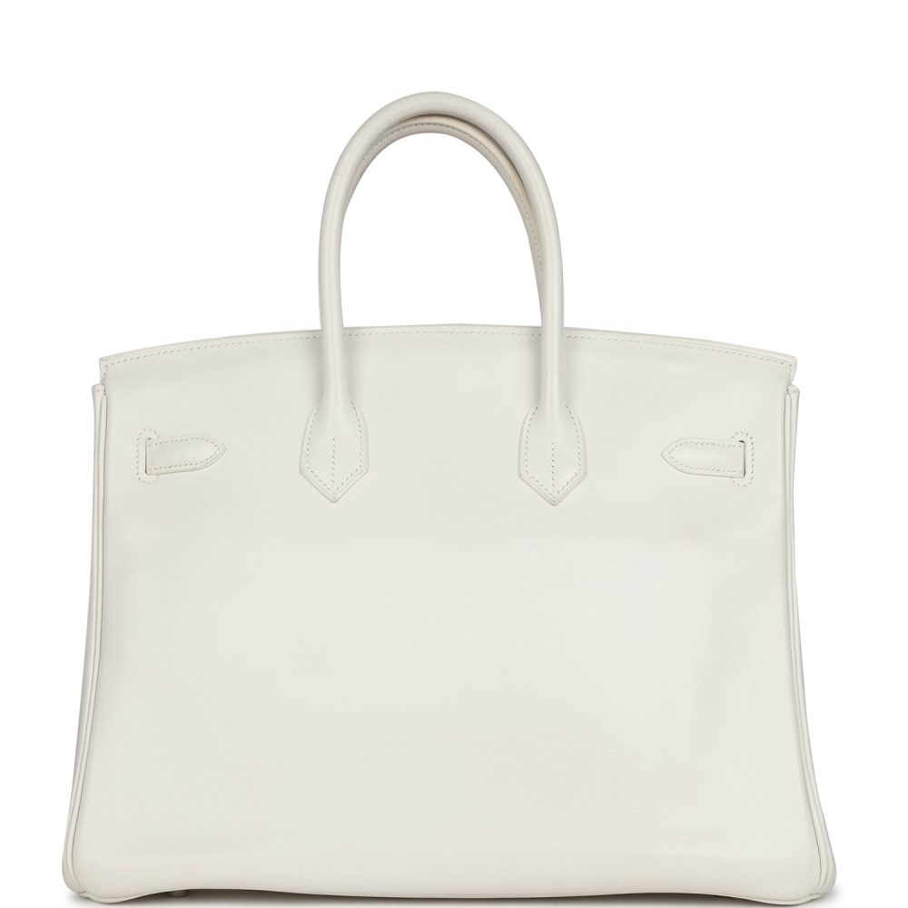 Pre-owned Hermes Birkin 35 White Swift Palladium Hardware - Image 4