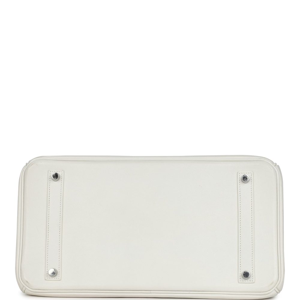 Pre-owned Hermes Birkin 35 White Swift Palladium Hardware - Image 6
