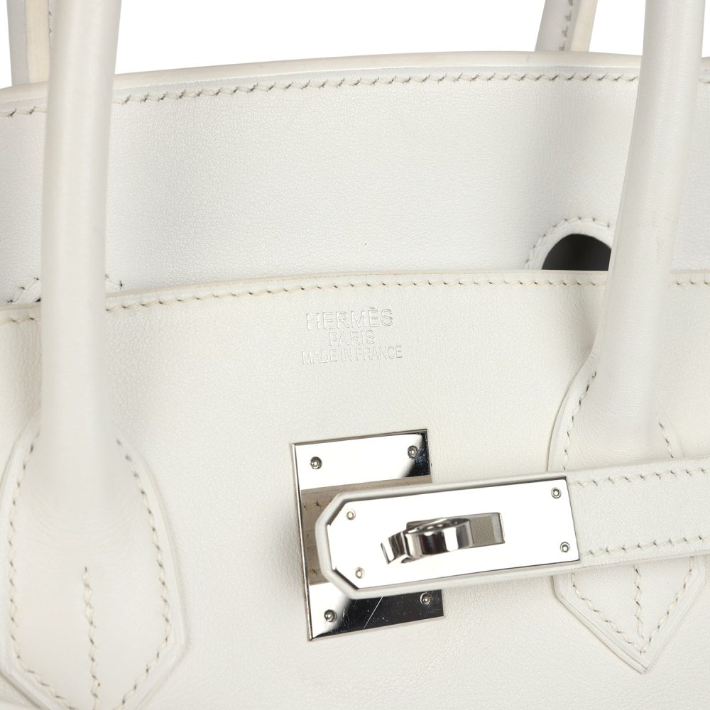 Pre-owned Hermes Birkin 35 White Swift Palladium Hardware - Image 7