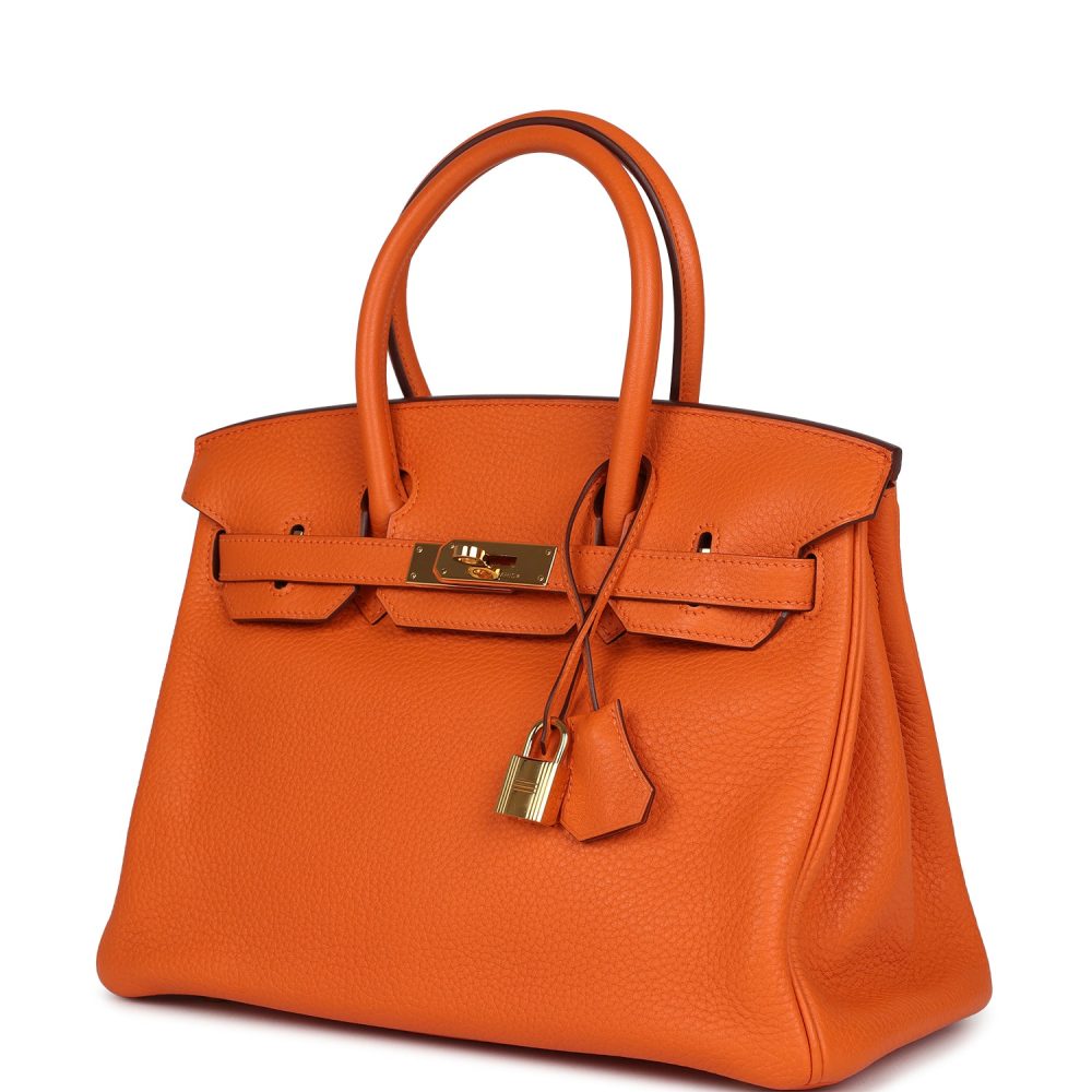 Pre-owned Hermes Birkin 30 Orange Togo Gold Hardware - Image 5