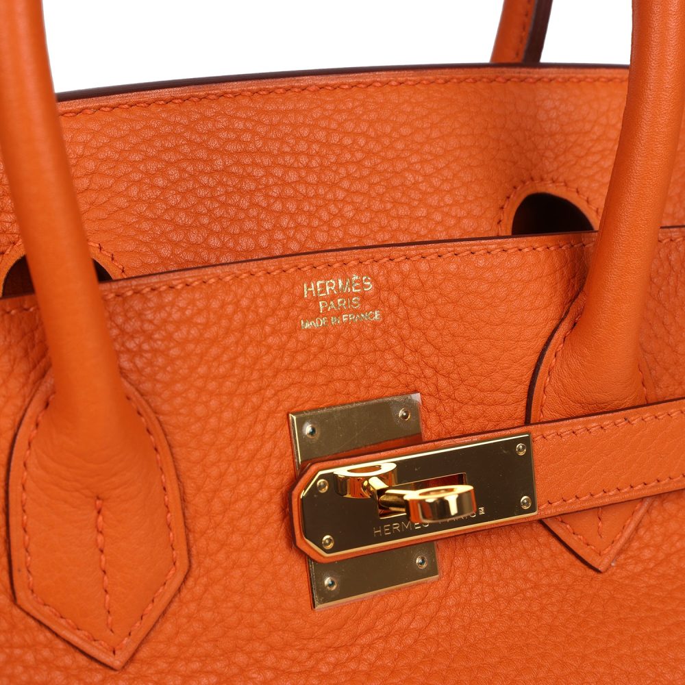 Pre-owned Hermes Birkin 30 Orange Togo Gold Hardware - Image 7