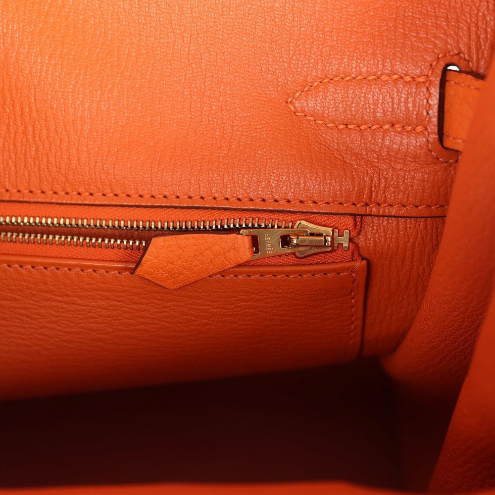 Pre-owned Hermes Birkin 30 Orange Togo Gold Hardware - Image 9