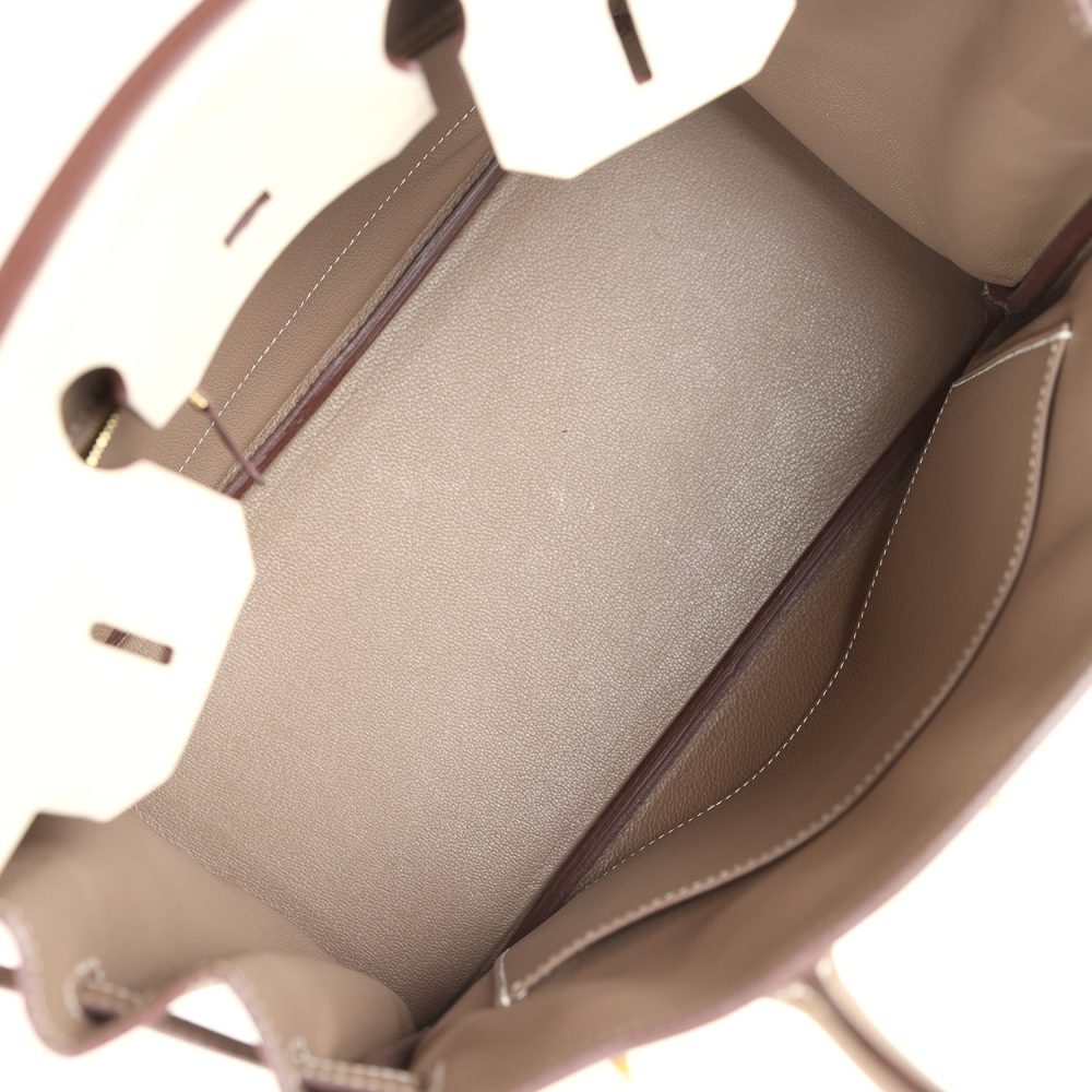 Hermes Special Order (HSS) Birkin 30 Etoupe and Craie Togo Brushed Gold Hardware - Image 8