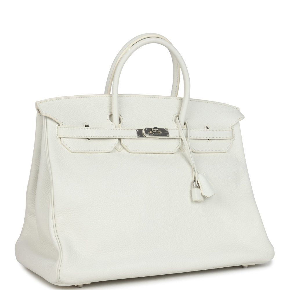 Pre-owned Hermes Birkin 40 White Clemence Palladium Hardware - Image 2