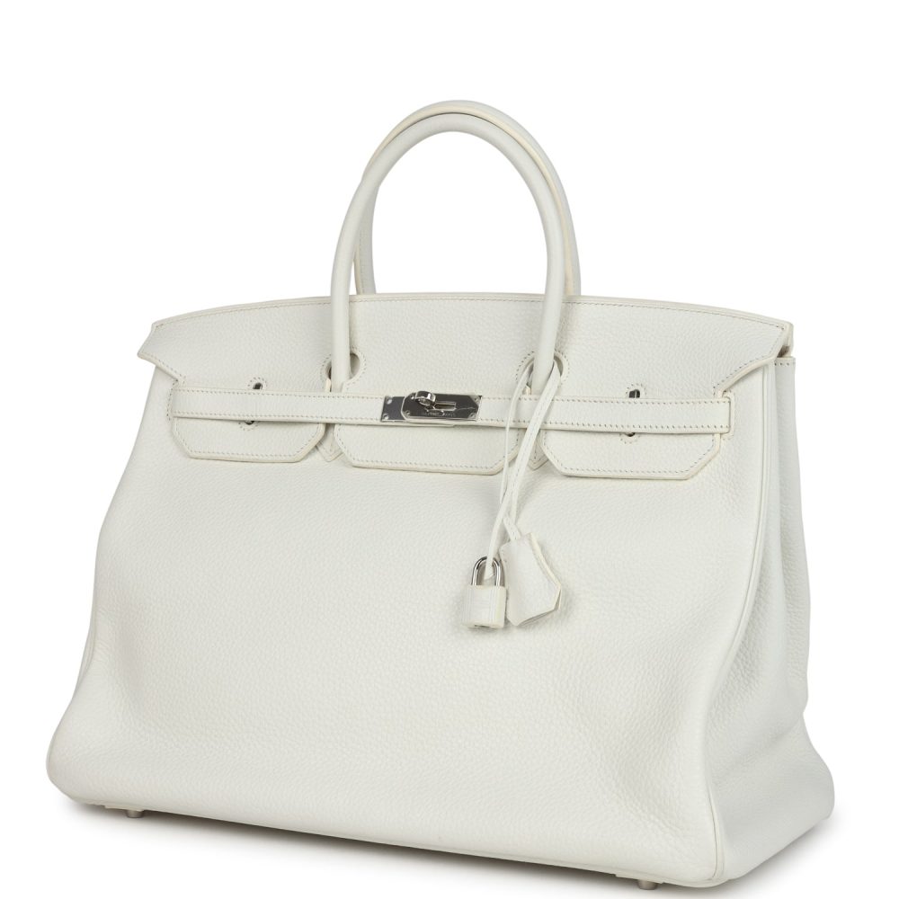 Pre-owned Hermes Birkin 40 White Clemence Palladium Hardware - Image 5