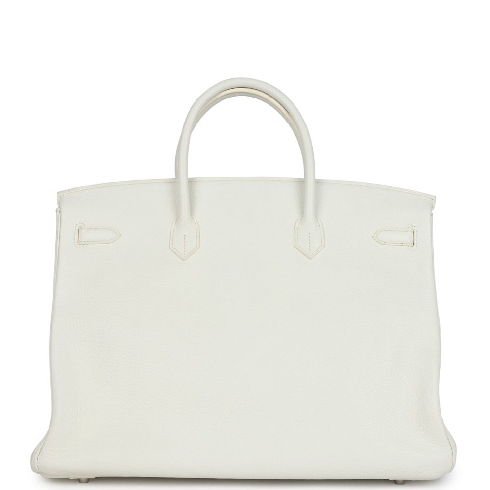 Pre-owned Hermes Birkin 40 White Clemence Palladium Hardware - Image 4
