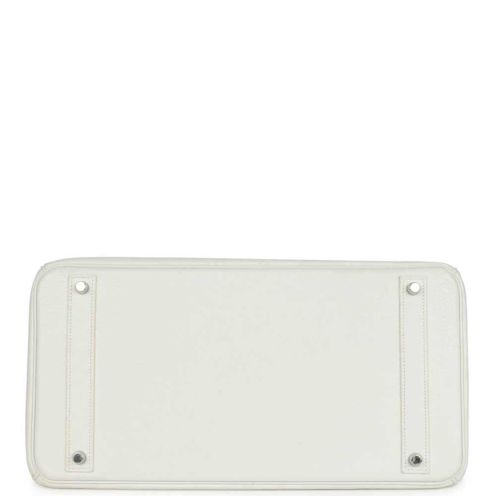 Pre-owned Hermes Birkin 40 White Clemence Palladium Hardware - Image 6
