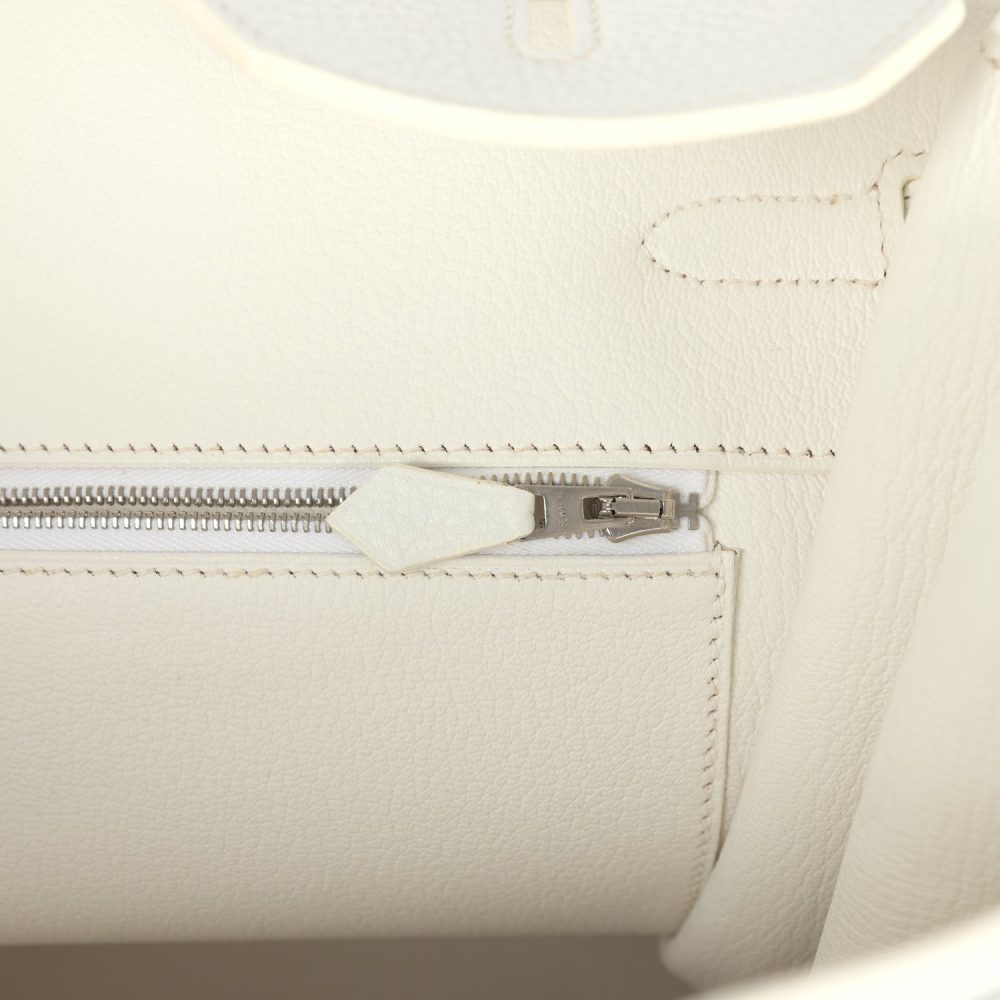 Pre-owned Hermes Birkin 40 White Clemence Palladium Hardware - Image 9