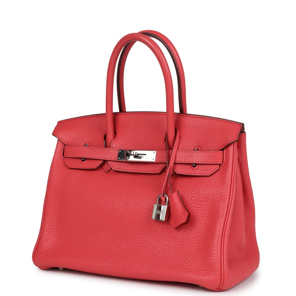 Pre-owned Hermes Birkin 30 Bougainvillea Clemence Palladium Hardware - Image 5