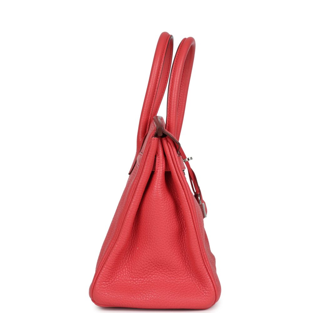Pre-owned Hermes Birkin 30 Bougainvillea Clemence Palladium Hardware - Image 3