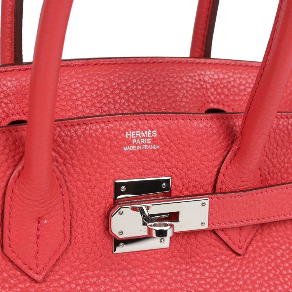 Pre-owned Hermes Birkin 30 Bougainvillea Clemence Palladium Hardware - Image 7