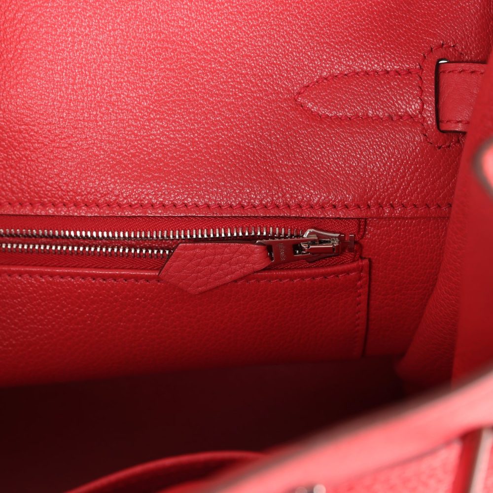 Pre-owned Hermes Birkin 30 Bougainvillea Clemence Palladium Hardware - Image 9