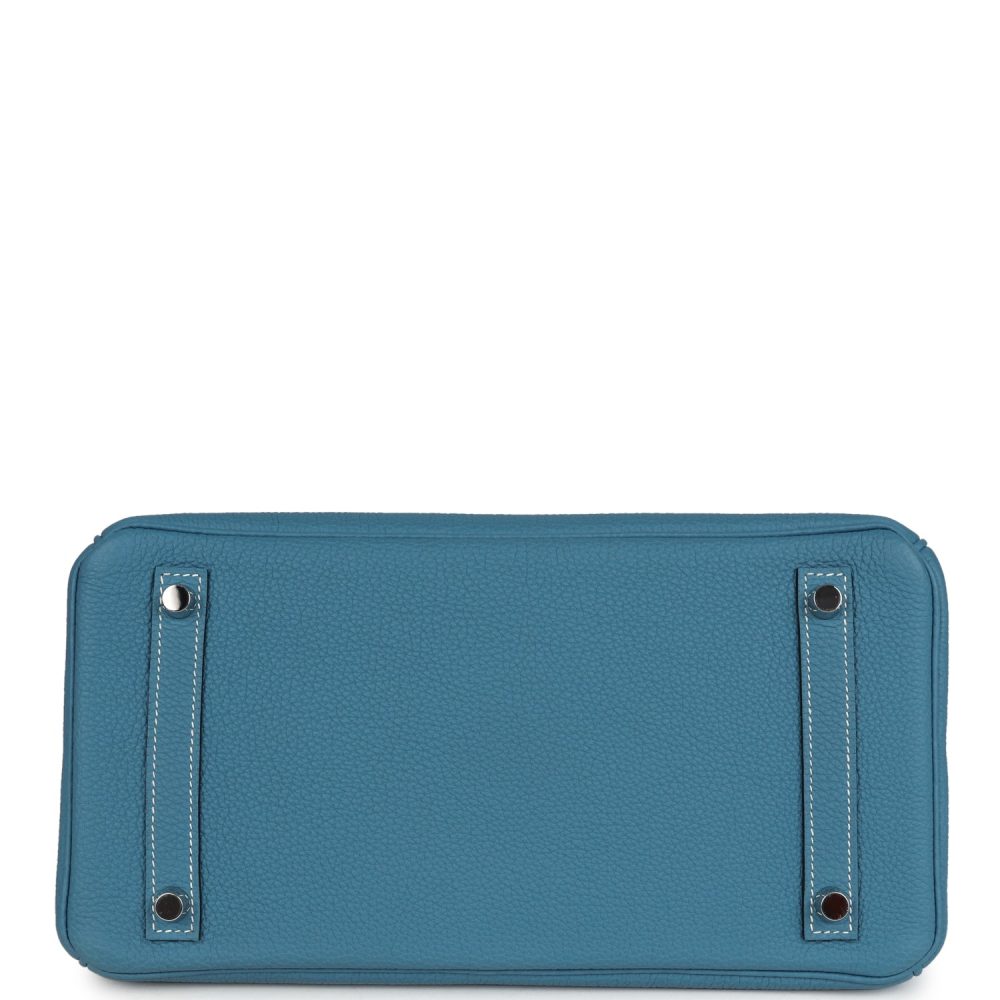 Pre-owned Hermes Birkin 30 Blue Jean Togo Palladium Hardware - Image 6