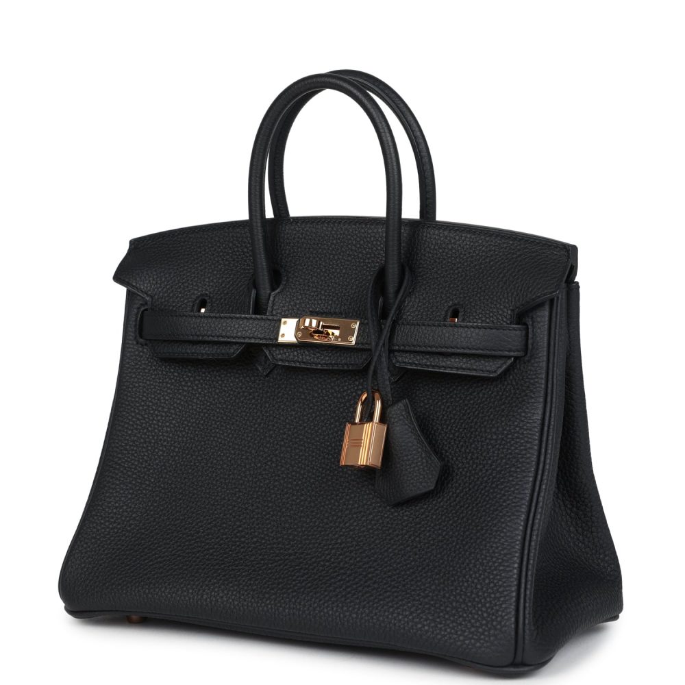 Pre-owned Hermes Birkin 25 Black Togo Rose Gold Hardware - Image 5