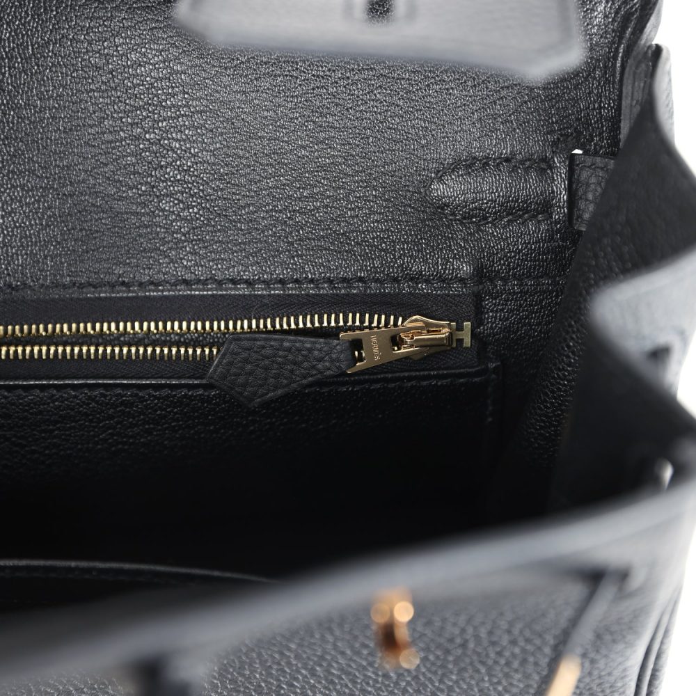 Pre-owned Hermes Birkin 25 Black Togo Rose Gold Hardware - Image 9