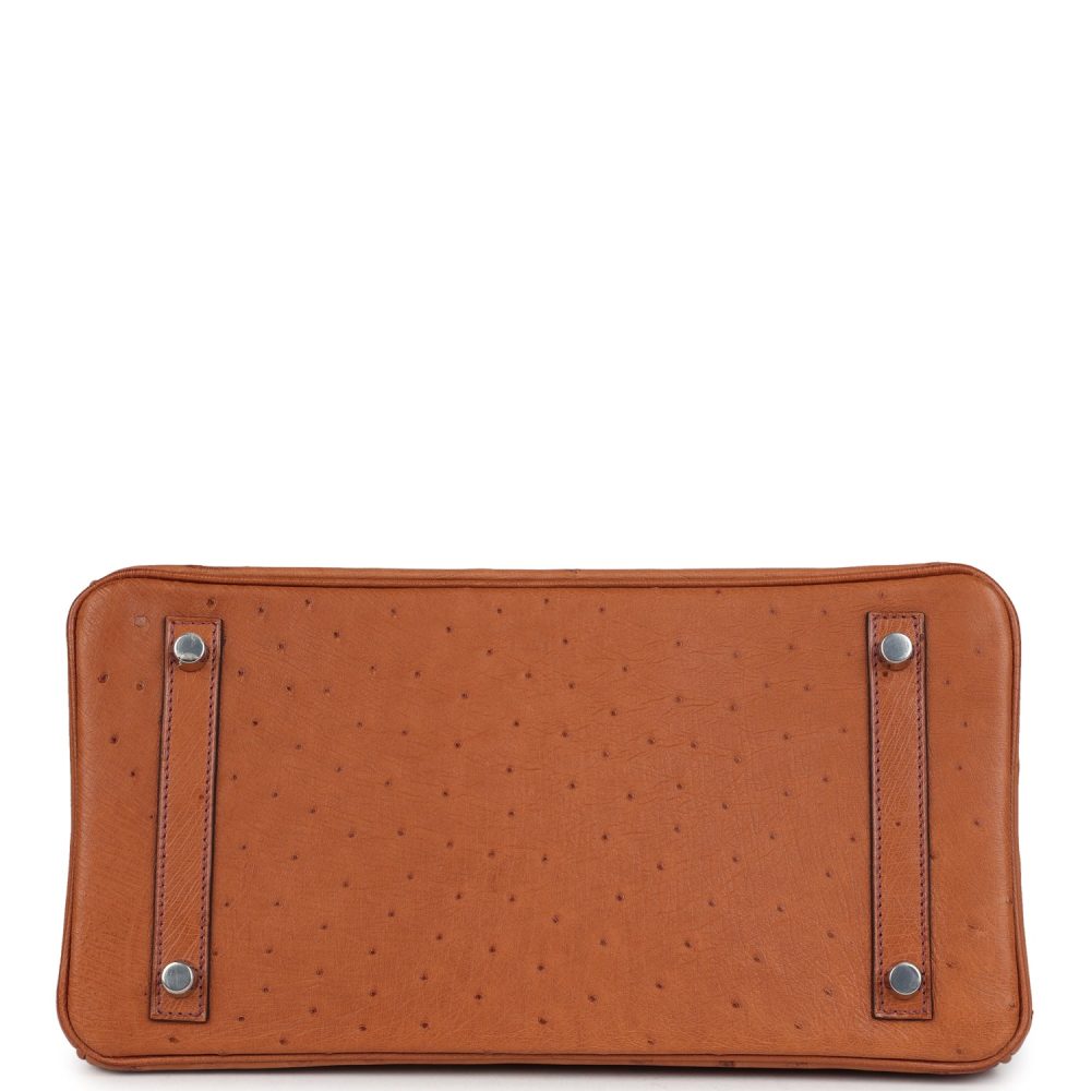 Hermes Birkin 30 Miel Shiny Alligator and Cognac Ostrich Touch Palladium Hardware - Image 6