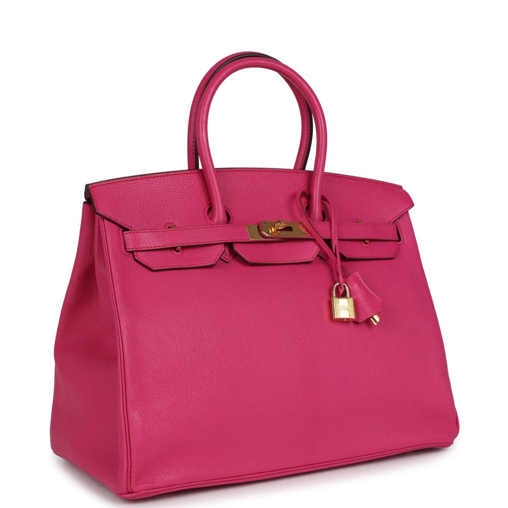 Pre-owned Hermes Birkin 35 Rose Shocking Chevre Mysore Gold Hardware - Image 2