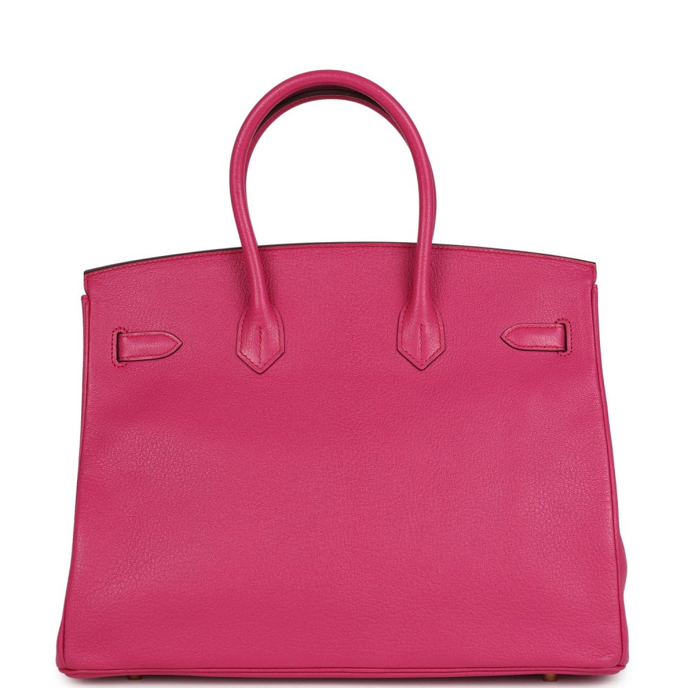 Pre-owned Hermes Birkin 35 Rose Shocking Chevre Mysore Gold Hardware - Image 4
