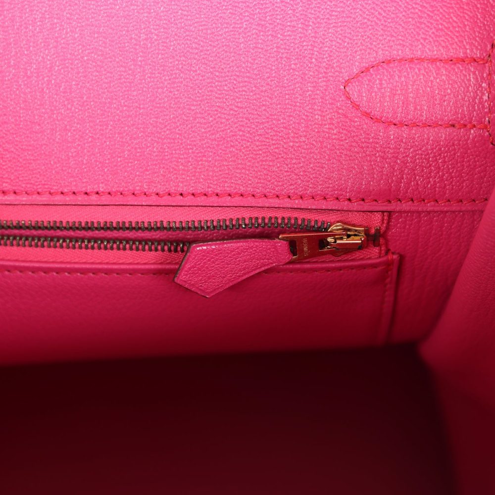 Pre-owned Hermes Birkin 35 Rose Shocking Chevre Mysore Gold Hardware - Image 9