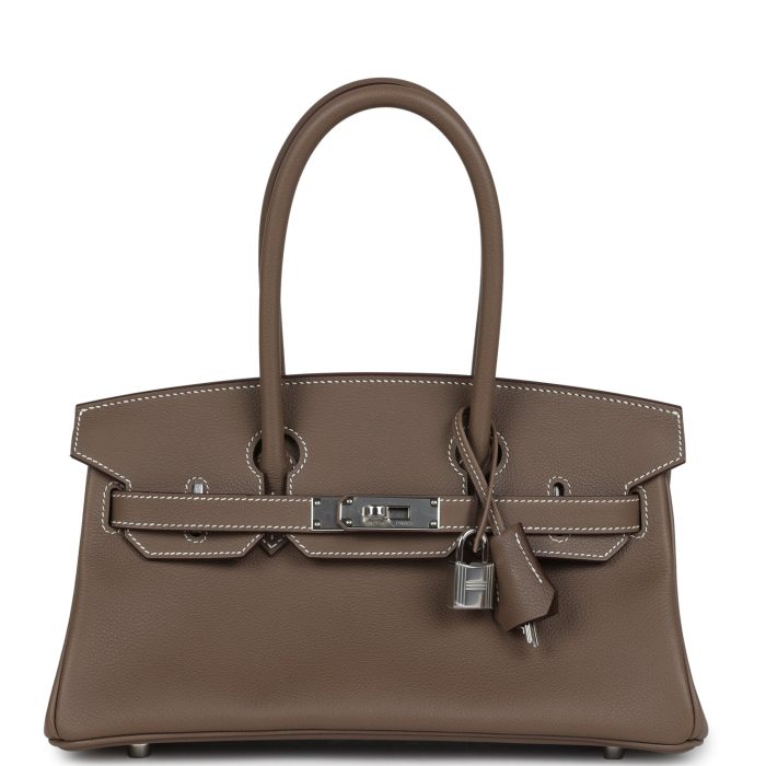 Hermes Shoulder Birkin Light 29 Etoupe Evercolor Palladium Hardware