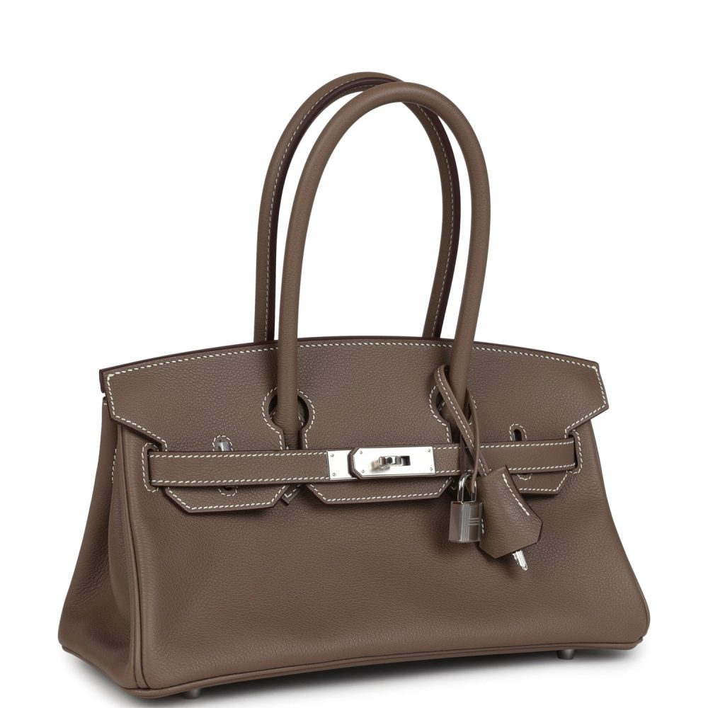 Hermes Shoulder Birkin Light 29 Etoupe Evercolor Palladium Hardware - Image 2