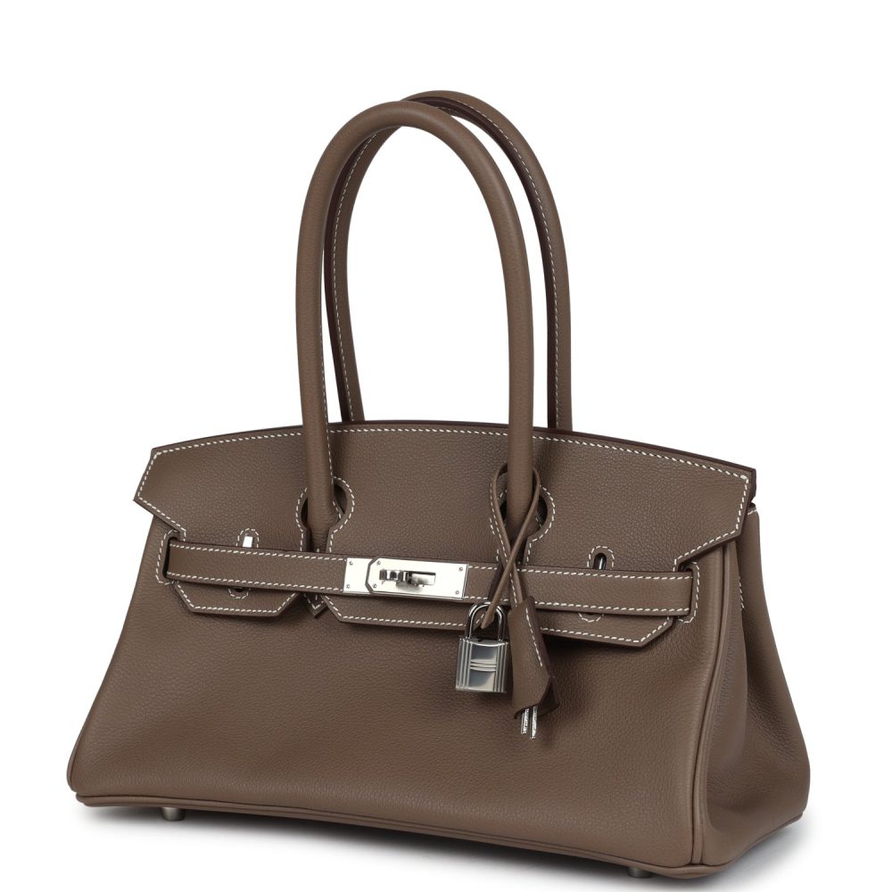 Hermes Shoulder Birkin Light 29 Etoupe Evercolor Palladium Hardware - Image 5