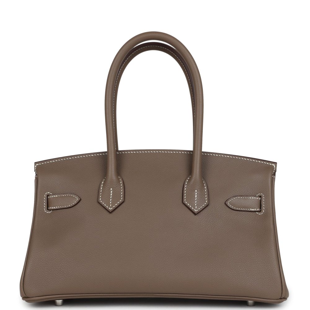 Hermes Shoulder Birkin Light 29 Etoupe Evercolor Palladium Hardware - Image 4