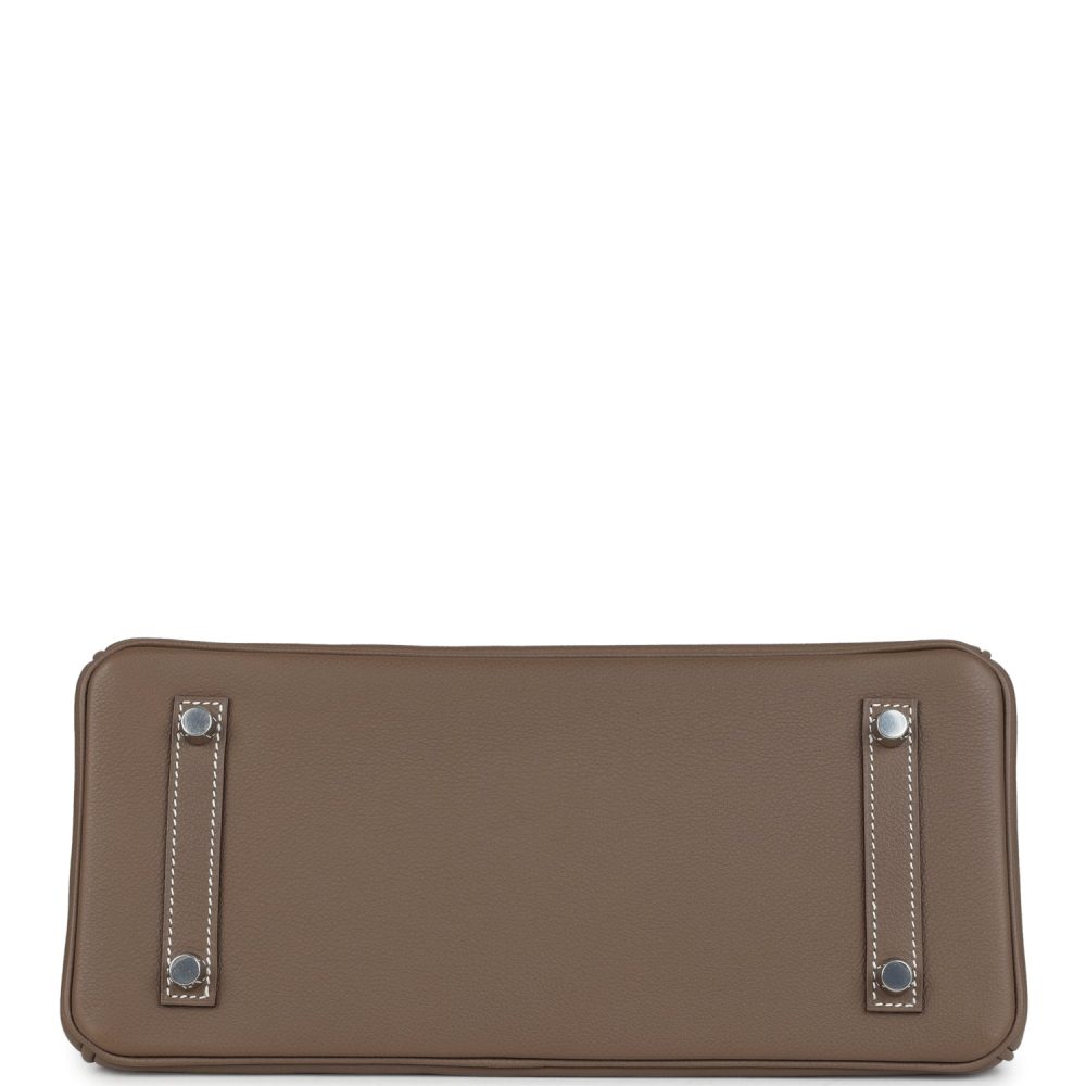 Hermes Shoulder Birkin Light 29 Etoupe Evercolor Palladium Hardware - Image 6