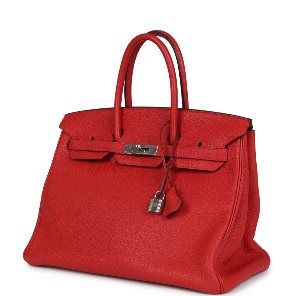 Pre-owned Hermes Birkin 35 Geranium Togo Palladium Hardware - Image 5
