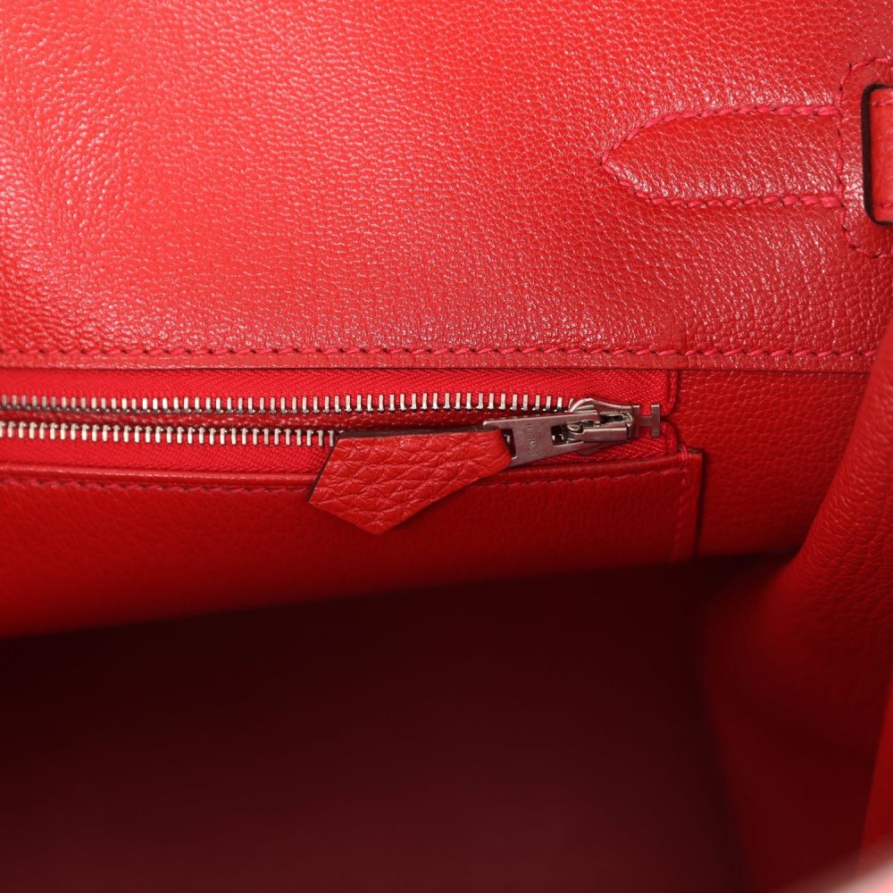 Pre-owned Hermes Birkin 35 Geranium Togo Palladium Hardware - Image 9