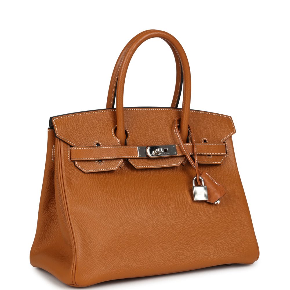 Preowned Hermes Birkin 30 Toffee Epsom Palladium Hardware - Image 2