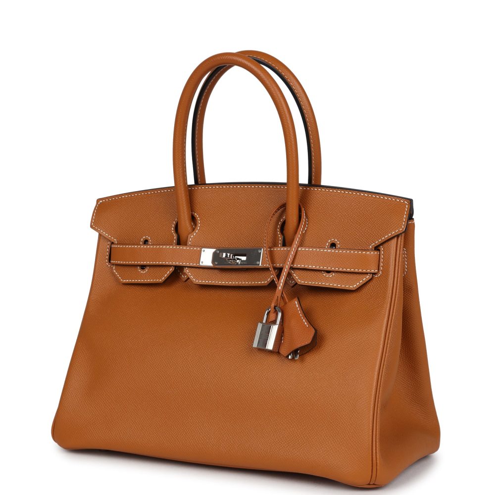 Preowned Hermes Birkin 30 Toffee Epsom Palladium Hardware - Image 5