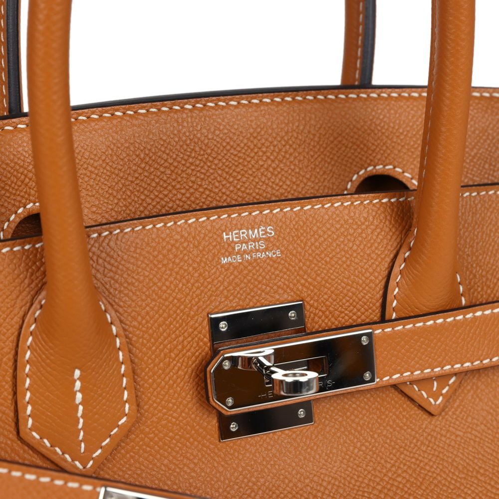 Preowned Hermes Birkin 30 Toffee Epsom Palladium Hardware - Image 7
