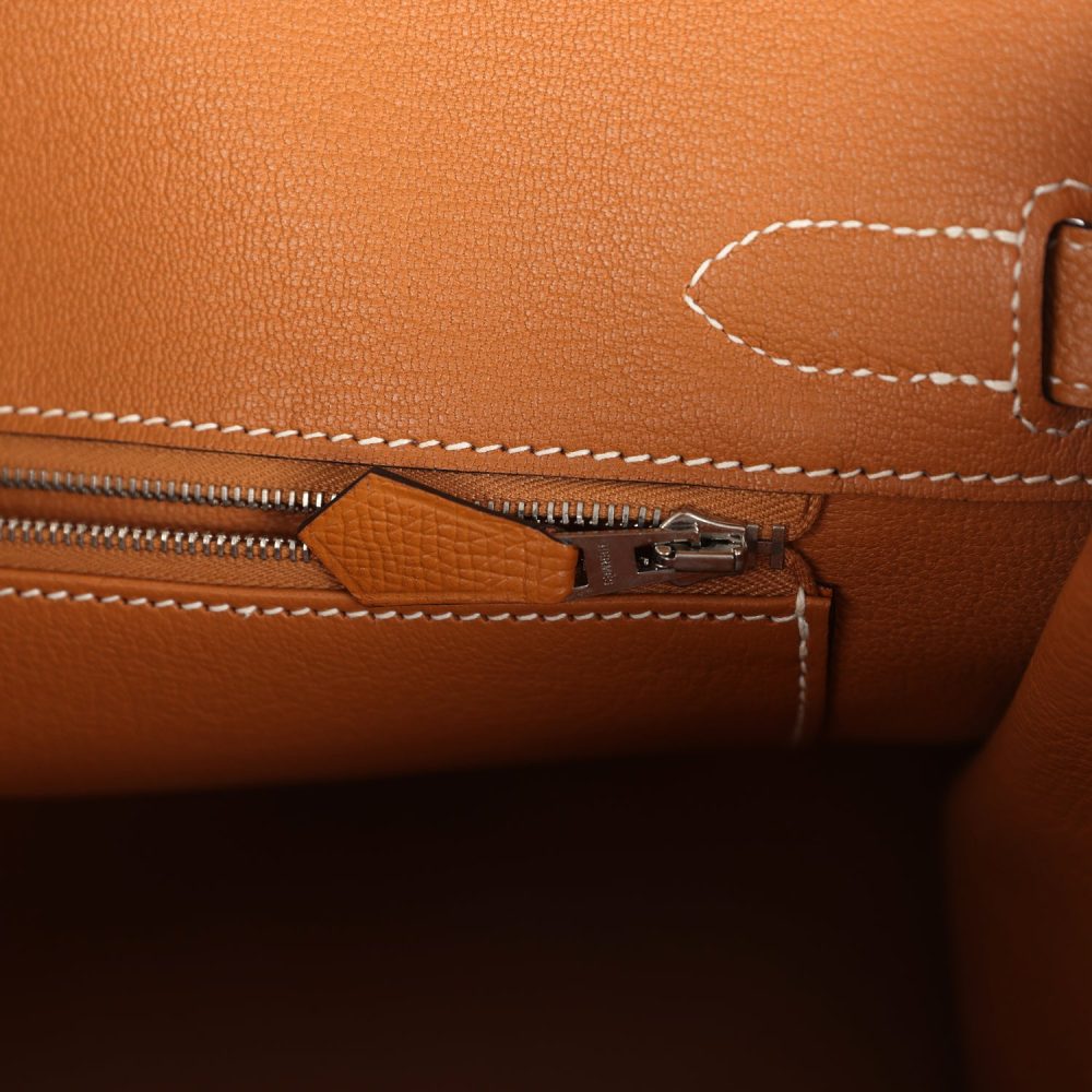 Preowned Hermes Birkin 30 Toffee Epsom Palladium Hardware - Image 9
