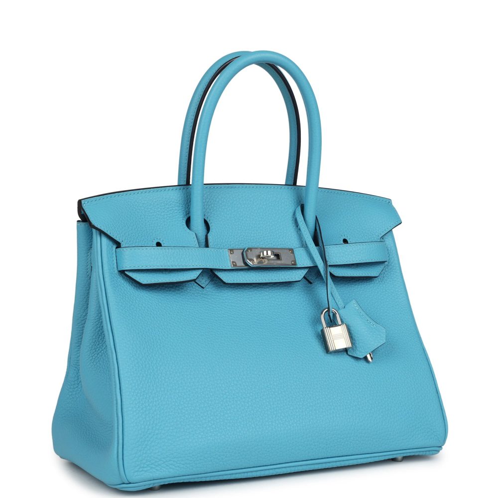Pre-owned Hermes Birkin 30 Bleu du Nord Togo Palladium Hardware - Image 2