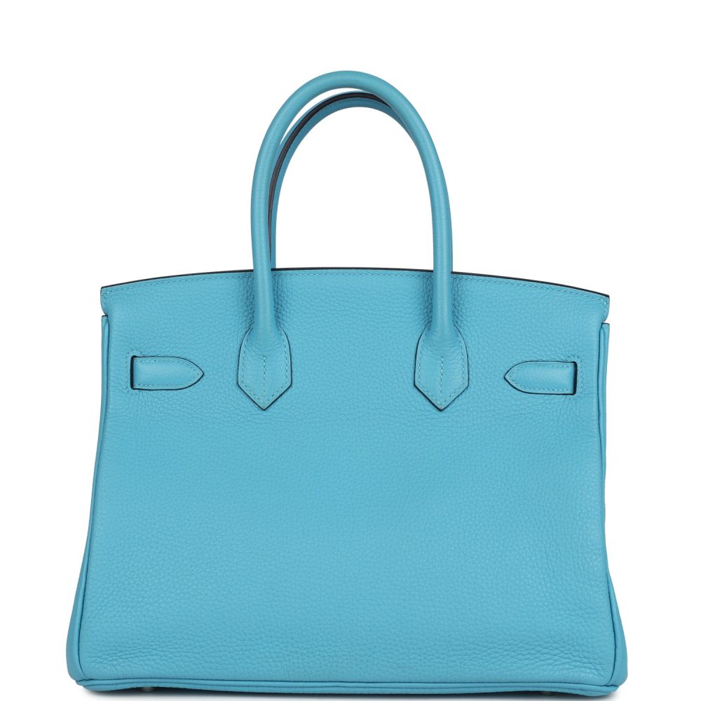Pre-owned Hermes Birkin 30 Bleu du Nord Togo Palladium Hardware - Image 4