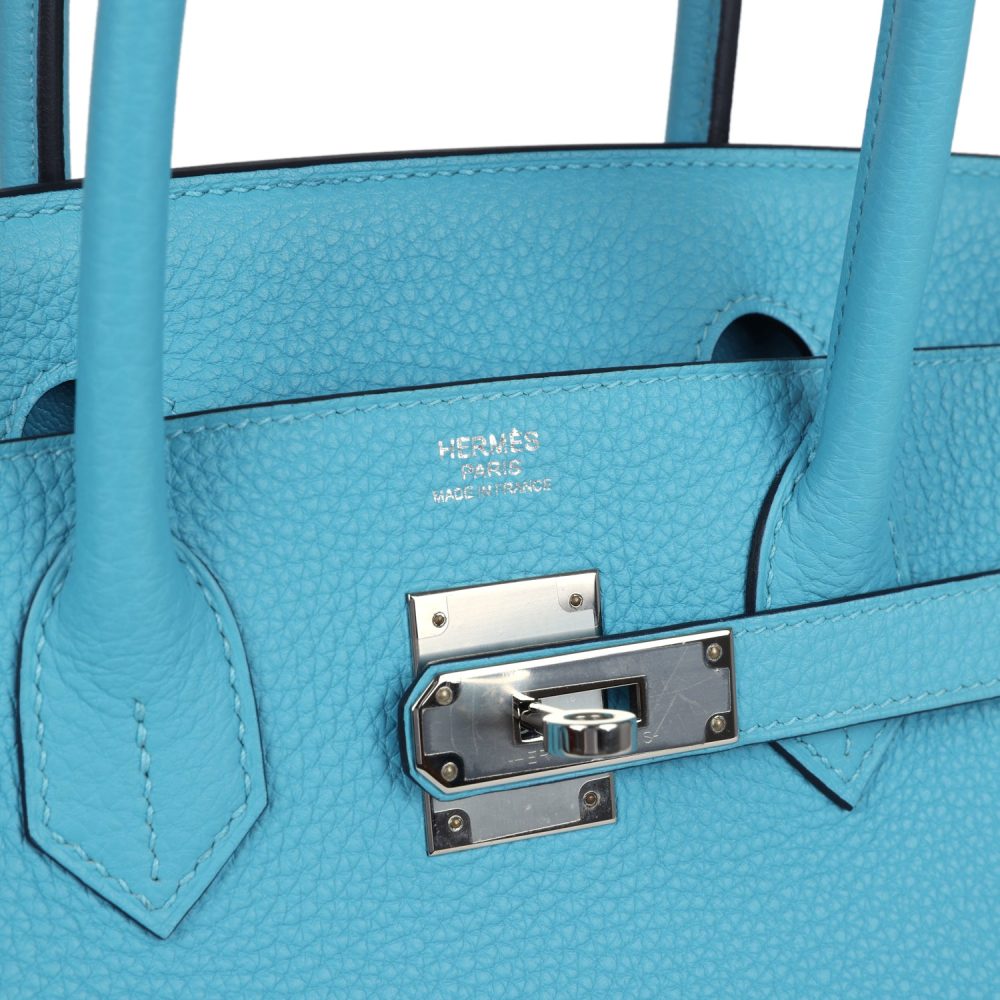 Pre-owned Hermes Birkin 30 Bleu du Nord Togo Palladium Hardware - Image 7