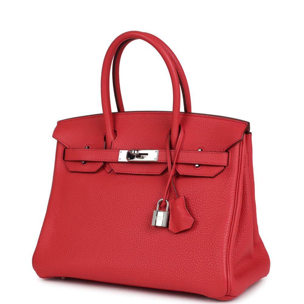 Pre-owned Hermes Birkin 30 Bougainvillea Clemence Palladium Hardware - Image 5