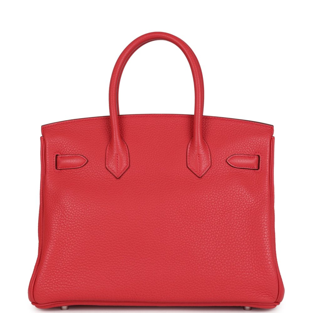 Pre-owned Hermes Birkin 30 Bougainvillea Clemence Palladium Hardware - Image 4