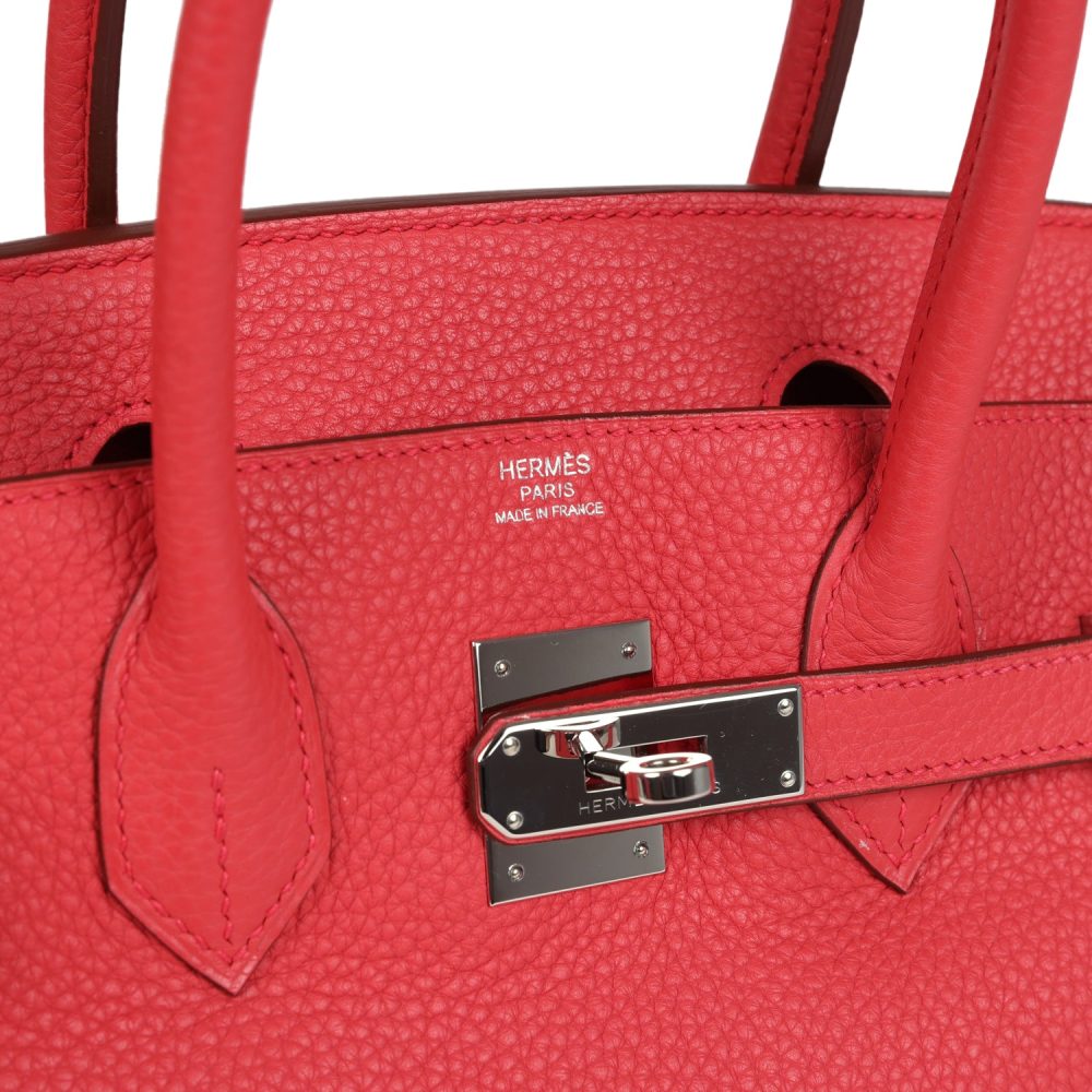 Pre-owned Hermes Birkin 30 Bougainvillea Clemence Palladium Hardware - Image 7