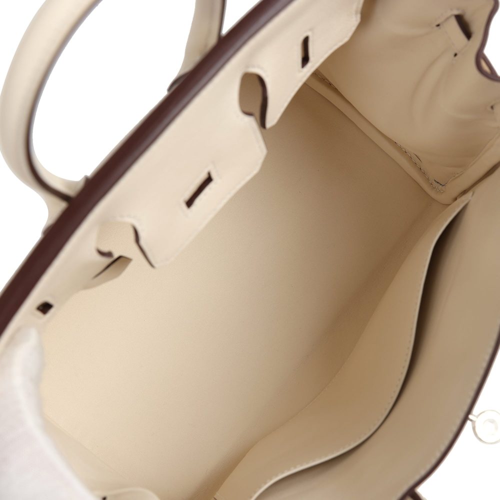 Hermes Birkin 25 Nata Swift and Ecru-Beige Toile H Canvas Palladium Hardware - Image 8