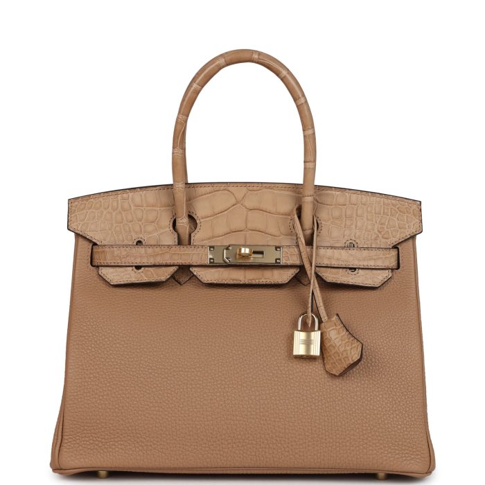 Hermes Birkin 30 Chai Matte Alligator and Togo Touch Permabrass Hardware