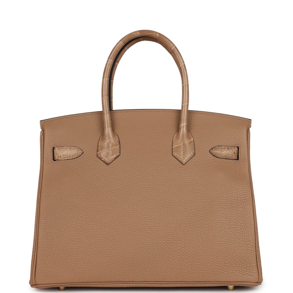 Hermes Birkin 30 Chai Matte Alligator and Togo Touch Permabrass Hardware - Image 4